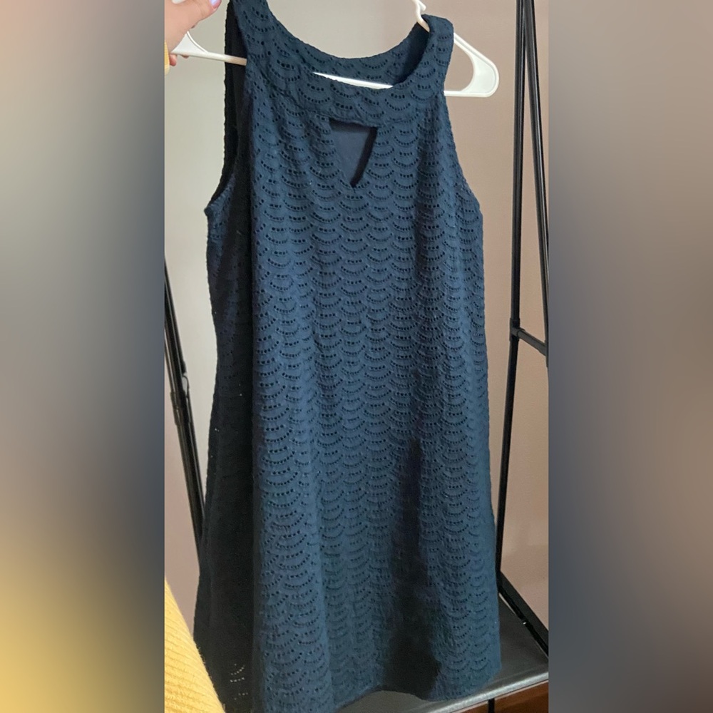 Navy blue eyelet dress